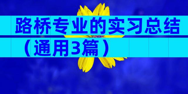 路桥专业的实习总结（通用3篇）