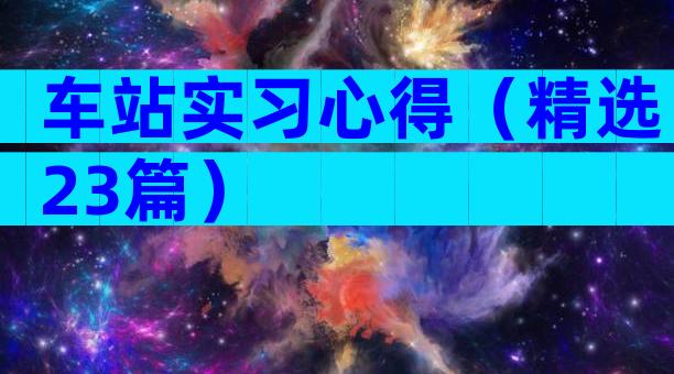 车站实习心得（精选23篇）
