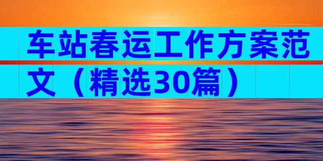 车站春运工作方案范文（精选30篇）