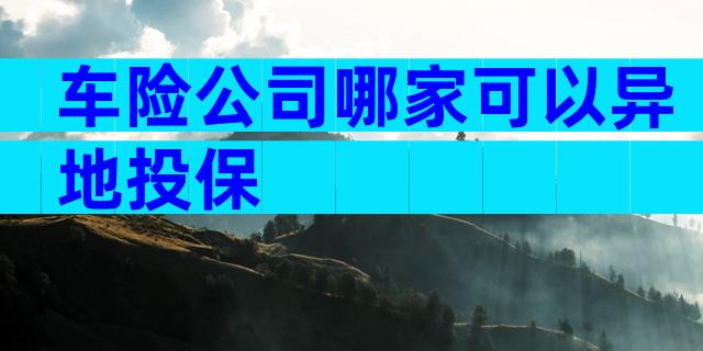 车险公司哪家可以异地投保