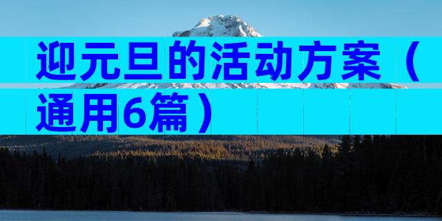 迎元旦的活动方案（通用6篇）