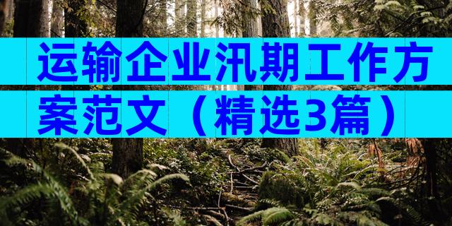 运输企业汛期工作方案范文（精选3篇）