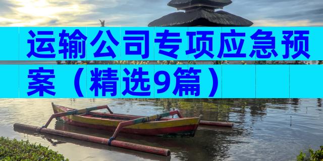 运输公司专项应急预案（精选9篇）