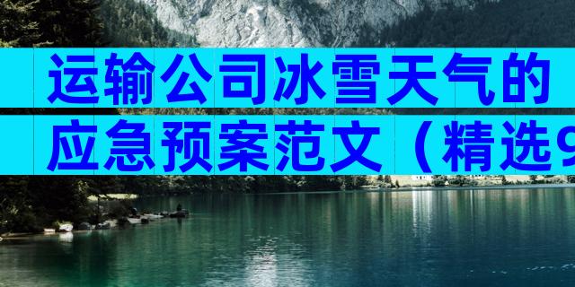 运输公司冰雪天气的应急预案范文（精选9篇）