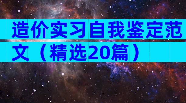 造价实习自我鉴定范文（精选20篇）