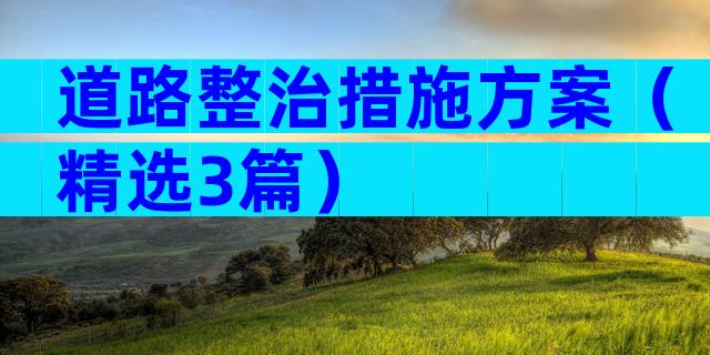 道路整治措施方案（精选3篇）