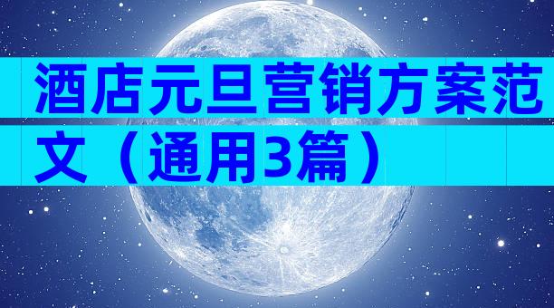 酒店元旦营销方案范文（通用3篇）