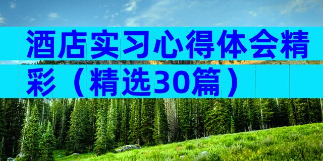 酒店实习心得体会精彩（精选30篇）