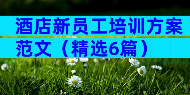 酒店新员工培训方案范文（精选6篇）