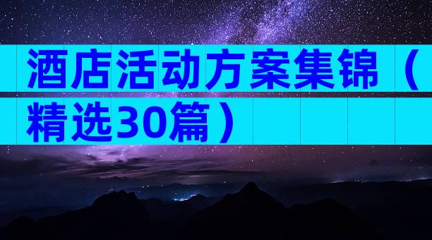 酒店活动方案集锦（精选30篇）