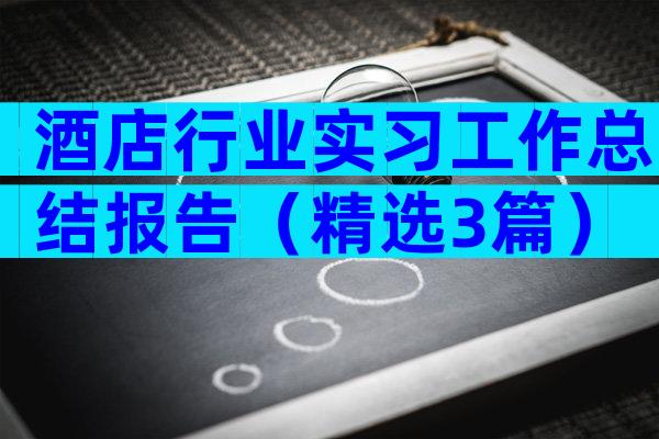 酒店行业实习工作总结报告（精选3篇）