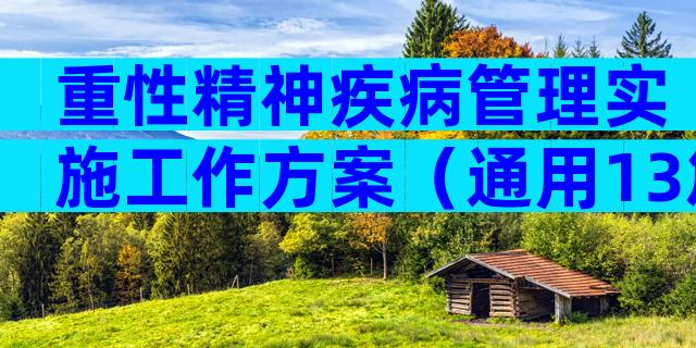 重性精神疾病管理实施工作方案（通用13篇）