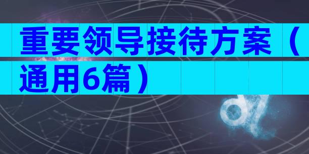 重要领导接待方案（通用6篇）