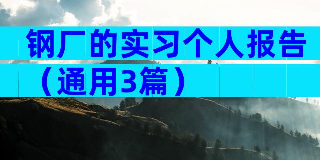 钢厂的实习个人报告（通用3篇）