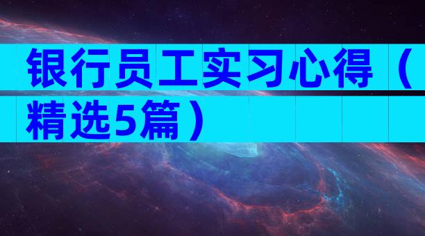 银行员工实习心得（精选5篇）