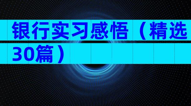 银行实习感悟（精选30篇）