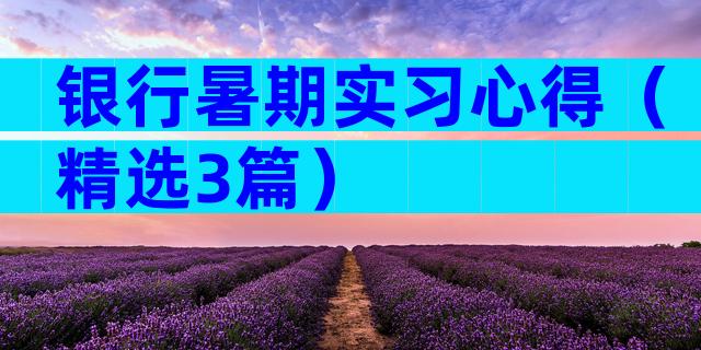 银行暑期实习心得（精选3篇）