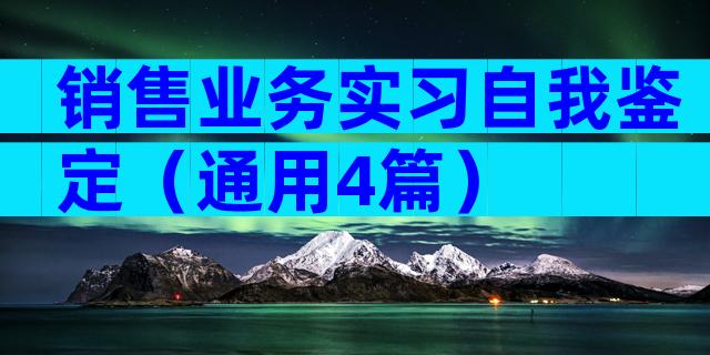 销售业务实习自我鉴定（通用4篇）