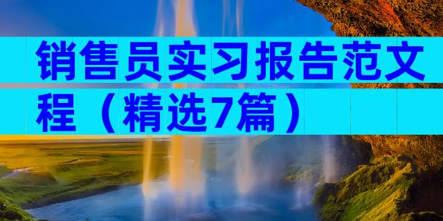 销售员实习报告范文程（精选7篇）