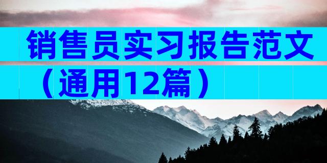 销售员实习报告范文（通用12篇）