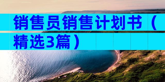 销售员销售计划书（精选3篇）