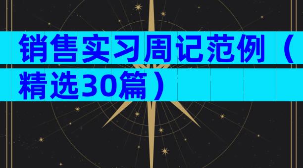 销售实习周记范例（精选30篇）