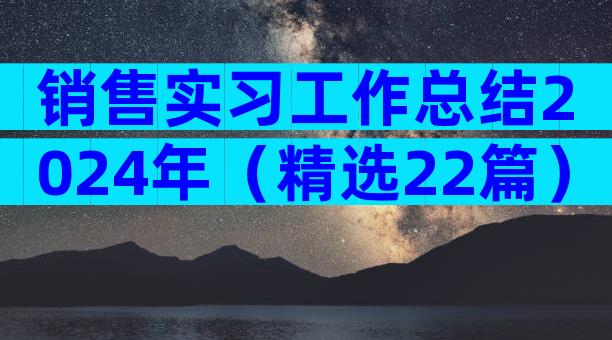 销售实习工作总结2024年（精选22篇）