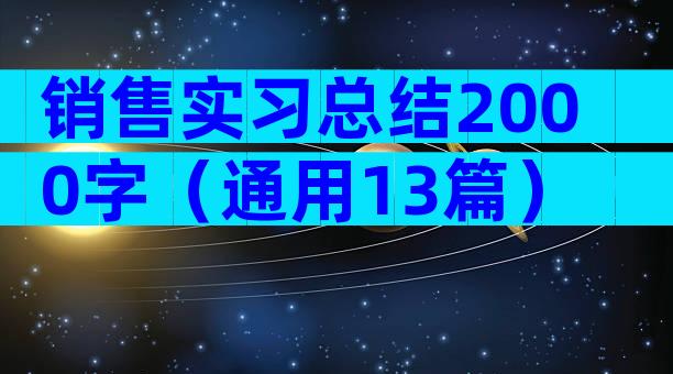 销售实习总结2000字（通用13篇）