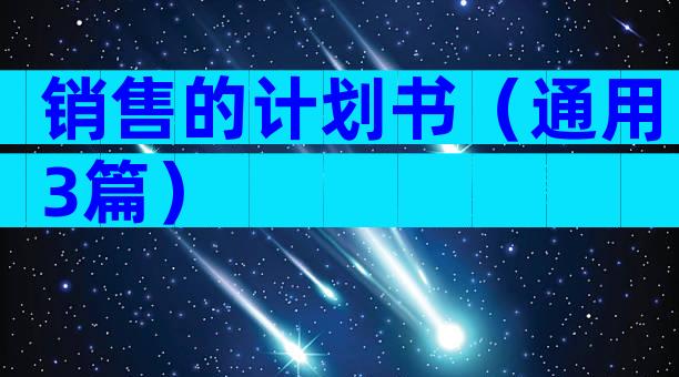 销售的计划书（通用3篇）