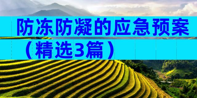 防冻防凝的应急预案（精选3篇）