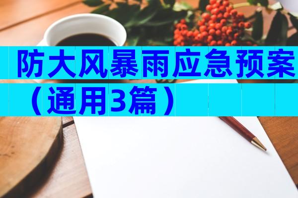 防大风暴雨应急预案（通用3篇）