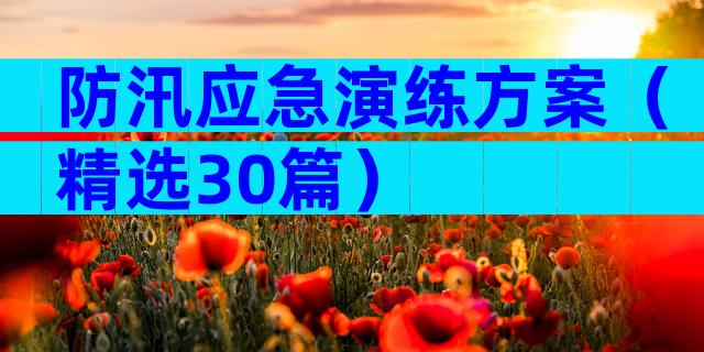 防汛应急演练方案（精选30篇）