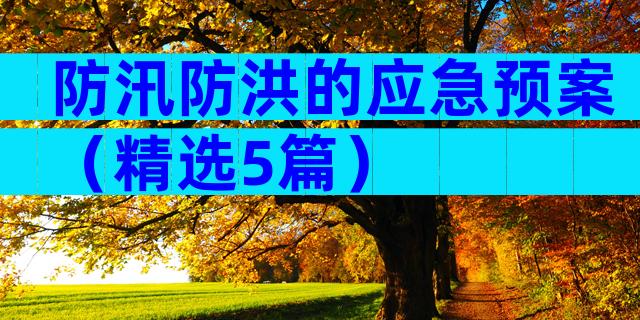 防汛防洪的应急预案（精选5篇）