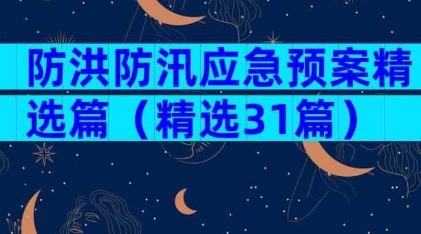 防洪防汛应急预案精选篇（精选31篇）