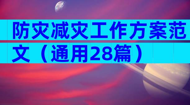 防灾减灾工作方案范文（通用28篇）