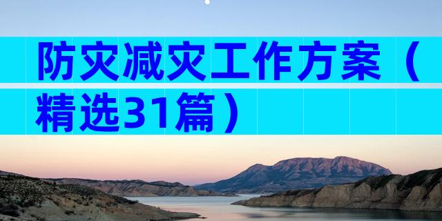 防灾减灾工作方案（精选31篇）