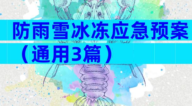 防雨雪冰冻应急预案（通用3篇）