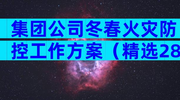 集团公司冬春火灾防控工作方案（精选28篇）