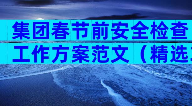 集团春节前安全检查工作方案范文（精选31篇）