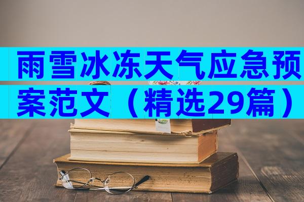 雨雪冰冻天气应急预案范文（精选29篇）