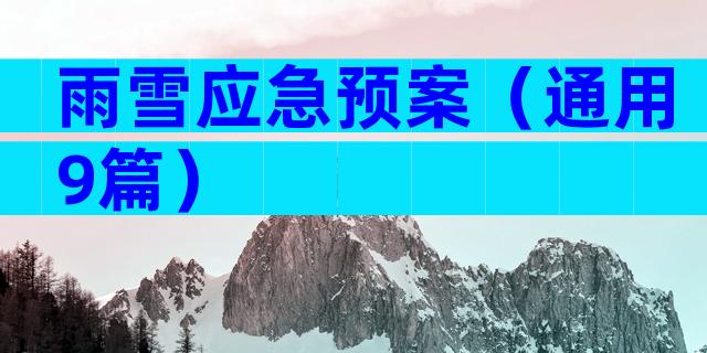 雨雪应急预案（通用9篇）