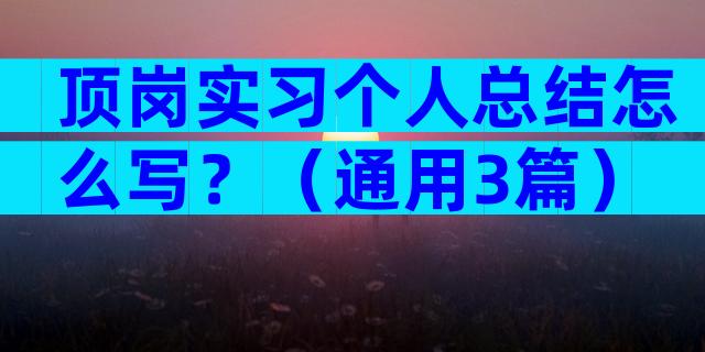 顶岗实习个人总结怎么写？（通用3篇）