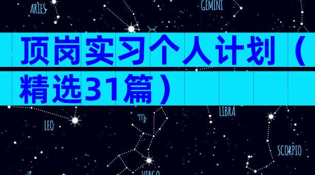 顶岗实习个人计划（精选31篇）