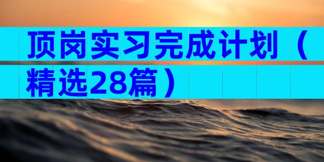 顶岗实习完成计划（精选28篇）