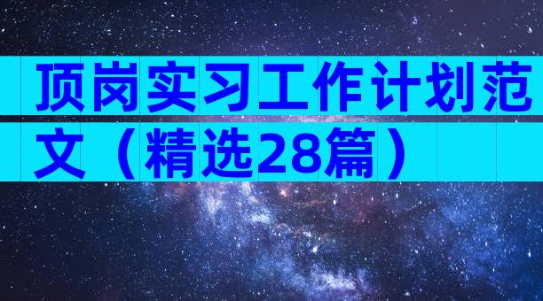 顶岗实习工作计划范文（精选28篇）