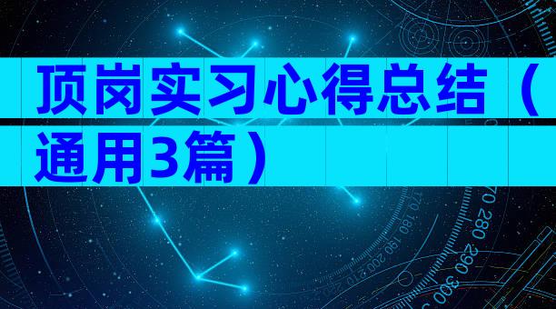 顶岗实习心得总结（通用3篇）