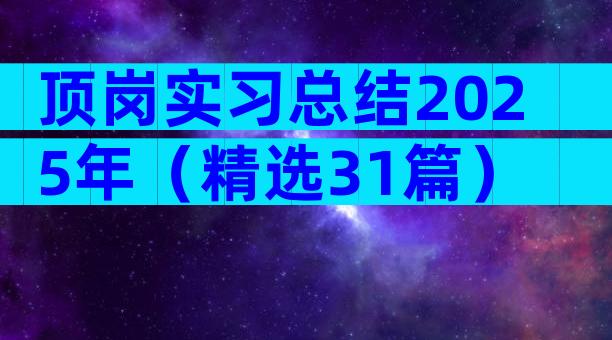 顶岗实习总结2025年（精选31篇）