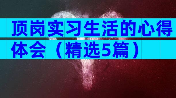 顶岗实习生活的心得体会（精选5篇）