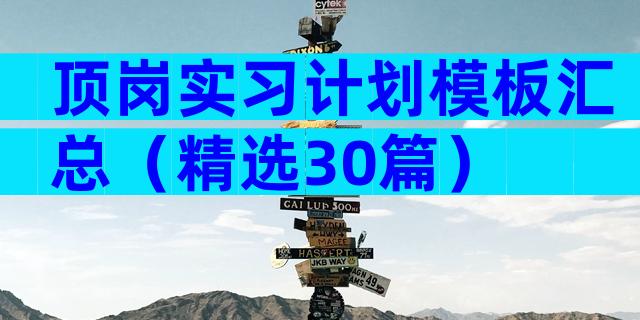 顶岗实习计划模板汇总（精选30篇）