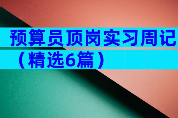 预算员顶岗实习周记（精选6篇）